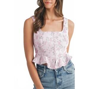 NEW VEDA mia floral peplum top in pink